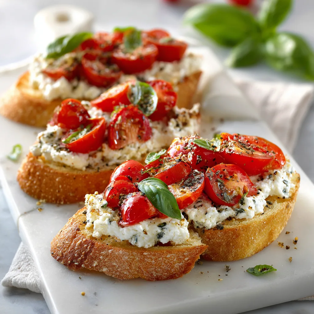 Boursin Cheese Bruschetta with Garlic and Fresh Basil