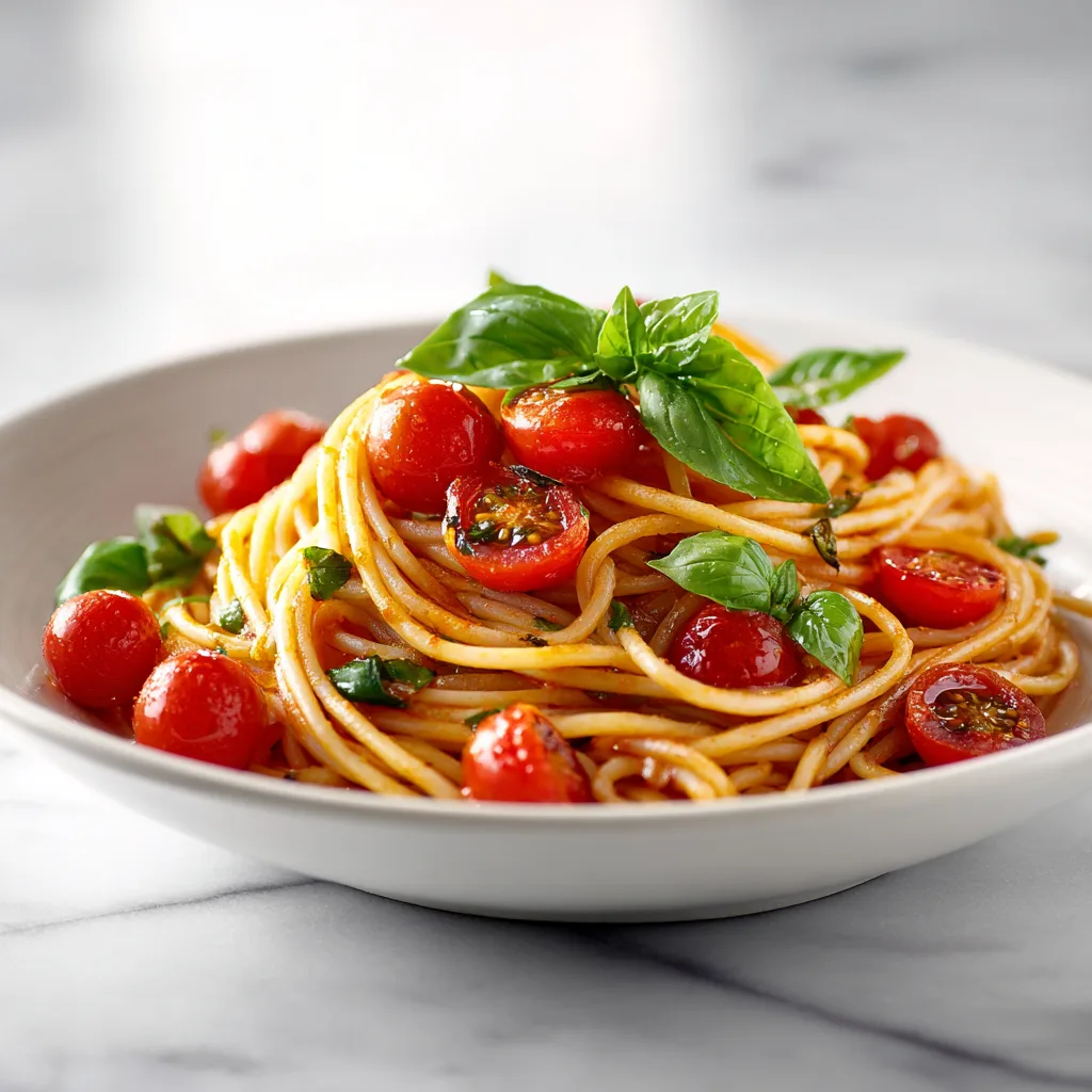 Garlic Tomato Basil Pasta with Olive Oil and Fresh Herbs
