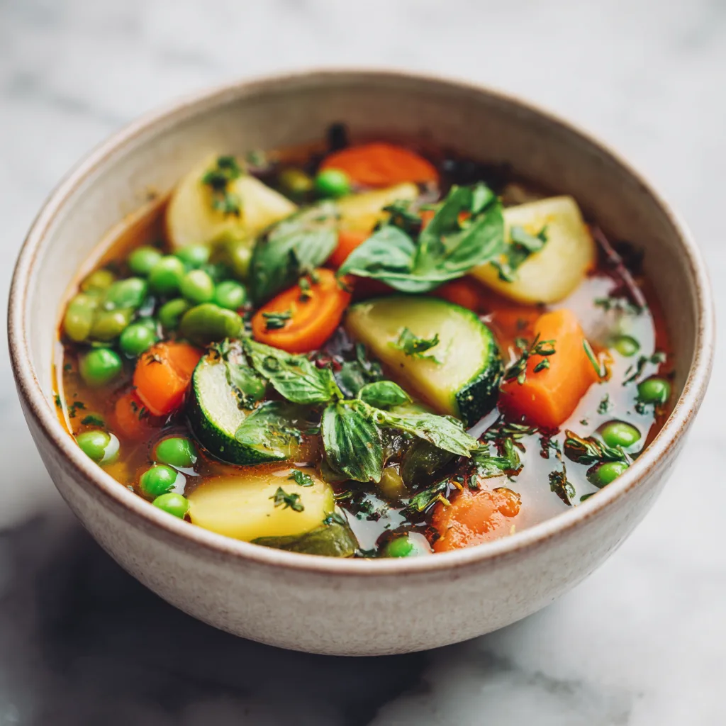 Hearty Spring Vegetable Soup with Herbs - Fresh, Healthy & Easy Homemade Recipe