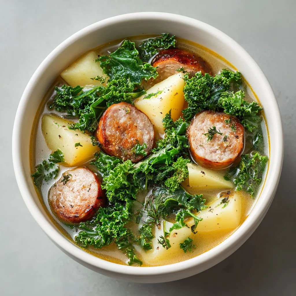 Healthy Dinner Ideas: Sausage Kale and Potato Soup Cozy Bowl Recipe