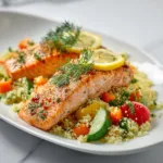 Easy Lemon Dill Salmon Couscous Side - Healthy Dinner Recipe