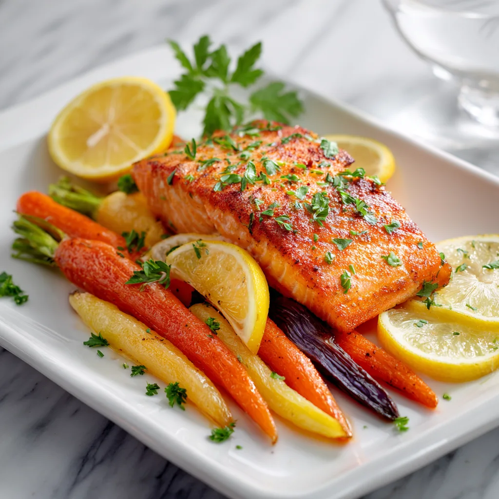 Simple Lemon Dill Salmon with Roasted Carrots - Easy Dinner Idea