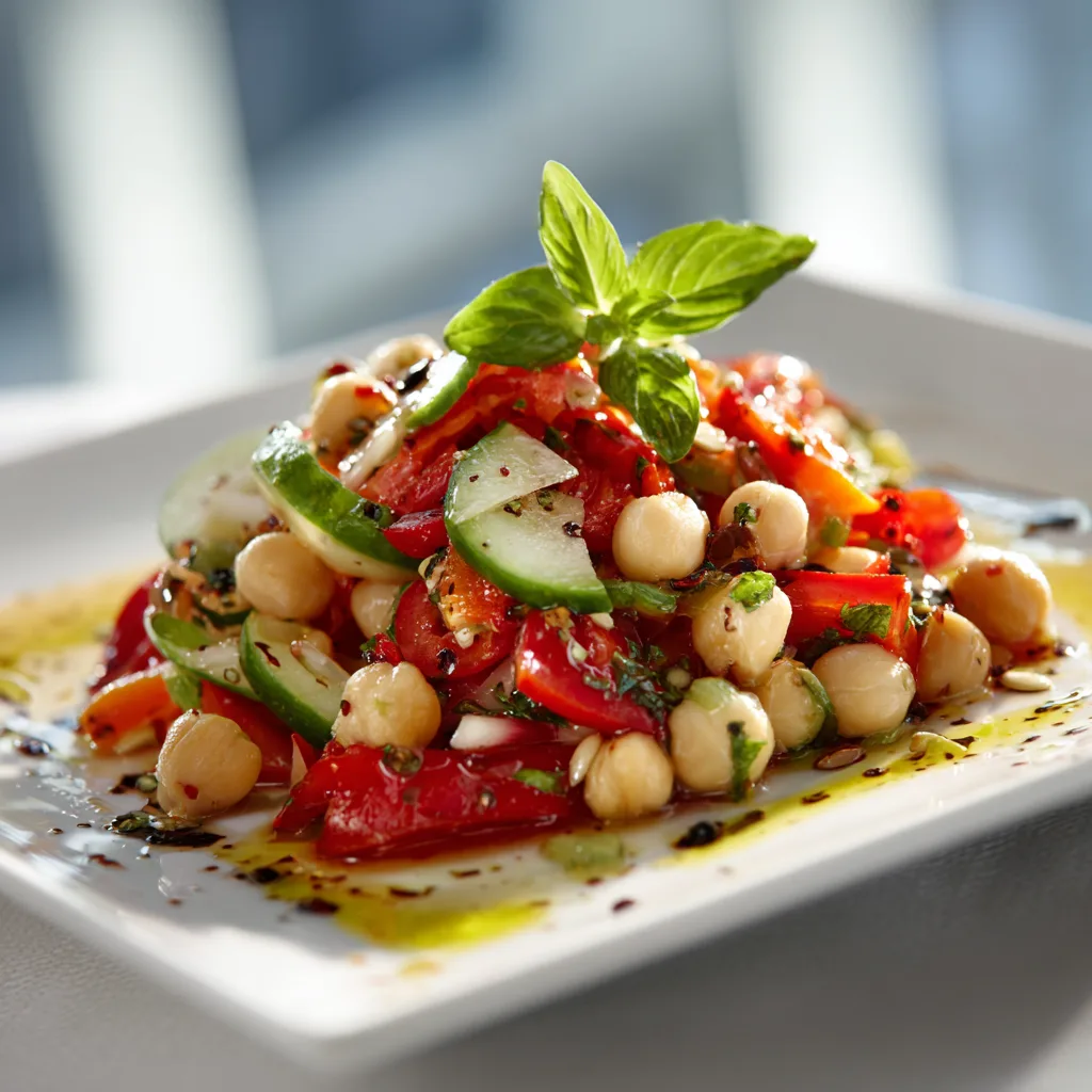 Chickpea Salad with Fresh Parsley and Lemon Traditional Mediterranean Healthy Recipe