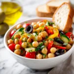 Chickpea Salad with Olive Oil and Lemon Traditional Mediterranean Recipe Fresh Healthy Dish