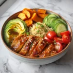 Honey Mustard Chicken Sweet Potato Bowl - High Protein Healthy Eating Recipe