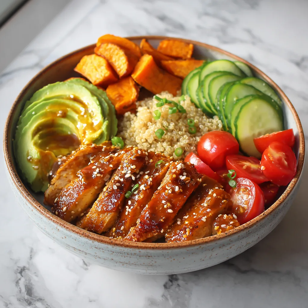 Honey Mustard Chicken Sweet Potato Bowl - High Protein Healthy Eating Recipe