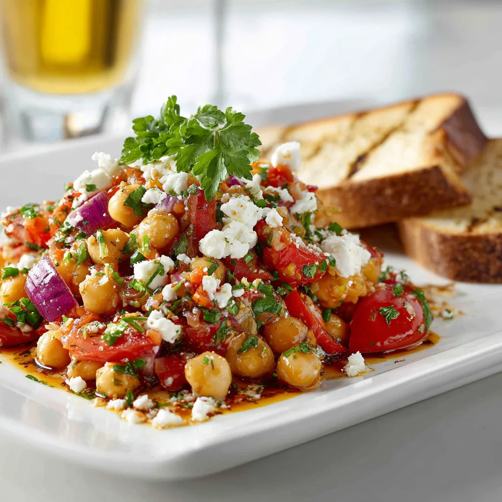 Chickpea Salad with Feta and Tomatoes Fresh Healthy Dish