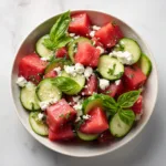 Watermelon Cucumber Salad with Feta and Basil – Fresh Sweet and Savory Summer Recipe