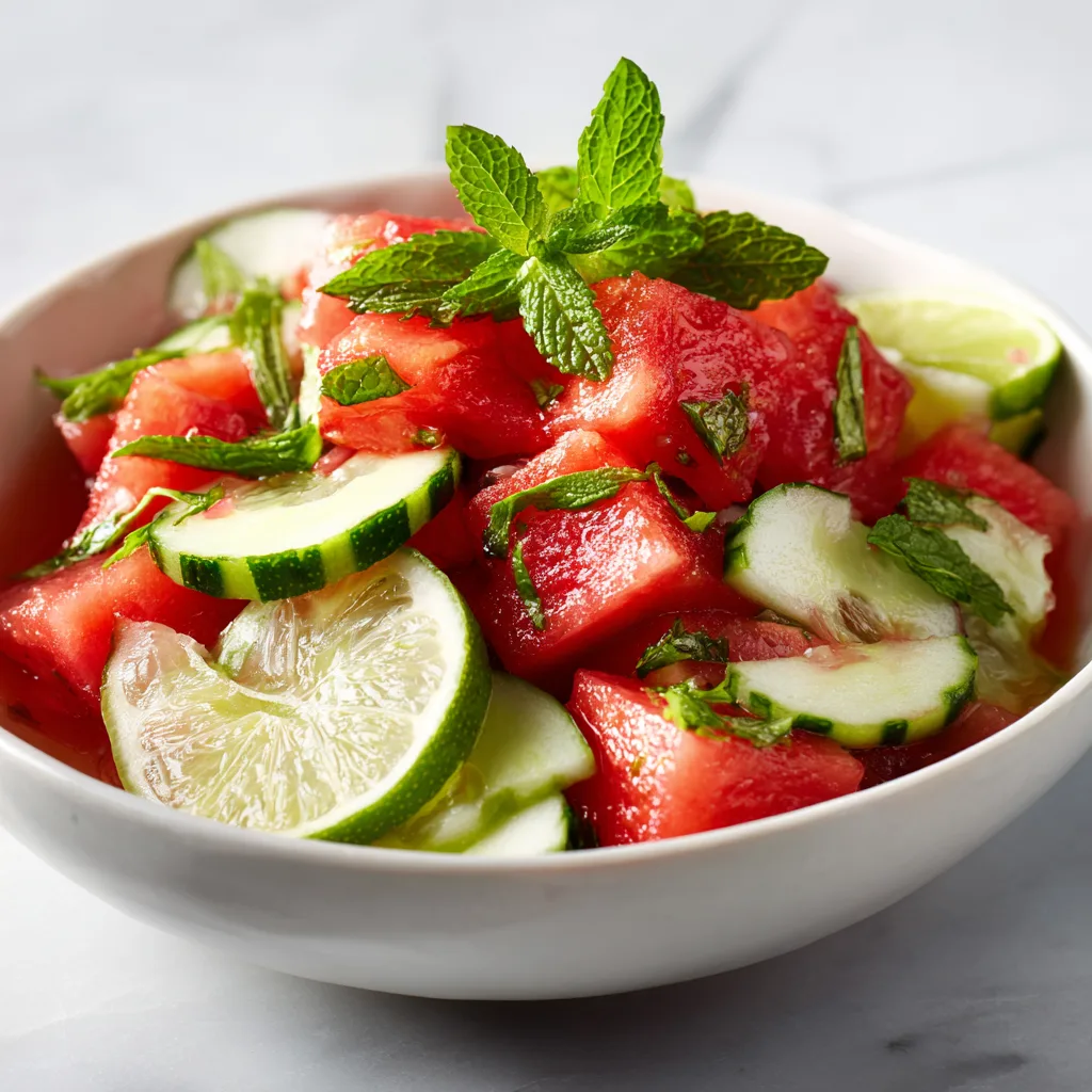 Watermelon Cucumber Salad with Olive Oil and Lime – Fresh Zesty Summer Recipe