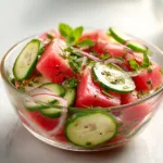 Watermelon Cucumber Salad with Fresh Herbs – Light Refreshing Summer Recipe