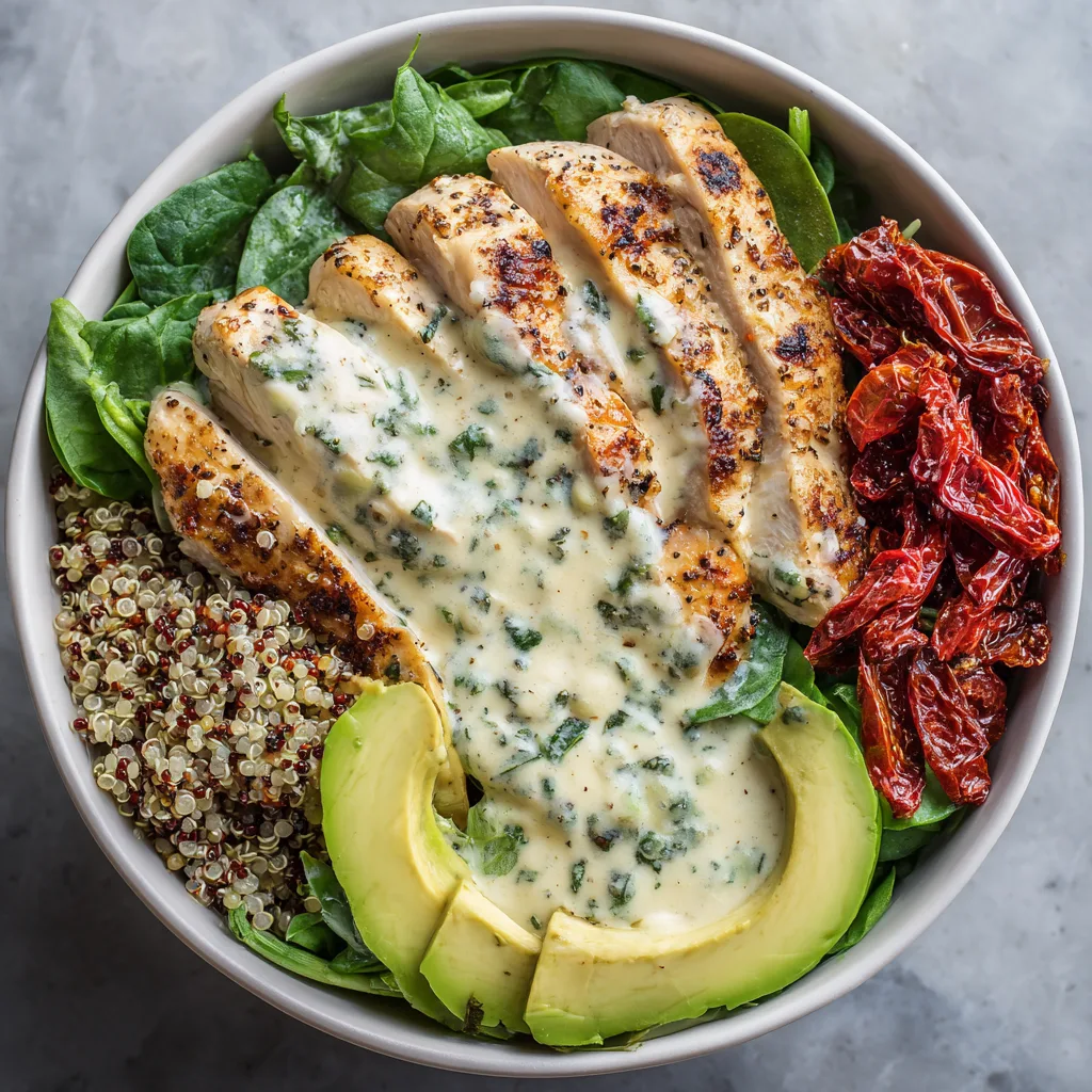 Creamy Tuscan Chicken Protein Bowl - Healthy High Protein Dinner Recipe
