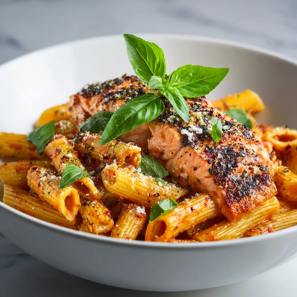 Tomato Basil Salmon Pasta Recipe - Creamy and Healthy Dinner