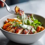 BBQ Chicken Sweet Potato Bowl with Avocado Crema - High Protein Healthy Dinner