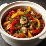 Hearty Crockpot Sausage and Peppers (Easy Summer Dinner Crockpot Recipe)