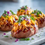 BBQ Chicken Stuffed Sweet Potatoes Crockpot - Healthy Summer Dinner Idea