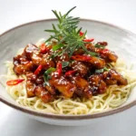 Sticky Honey Garlic Chicken with Noodles