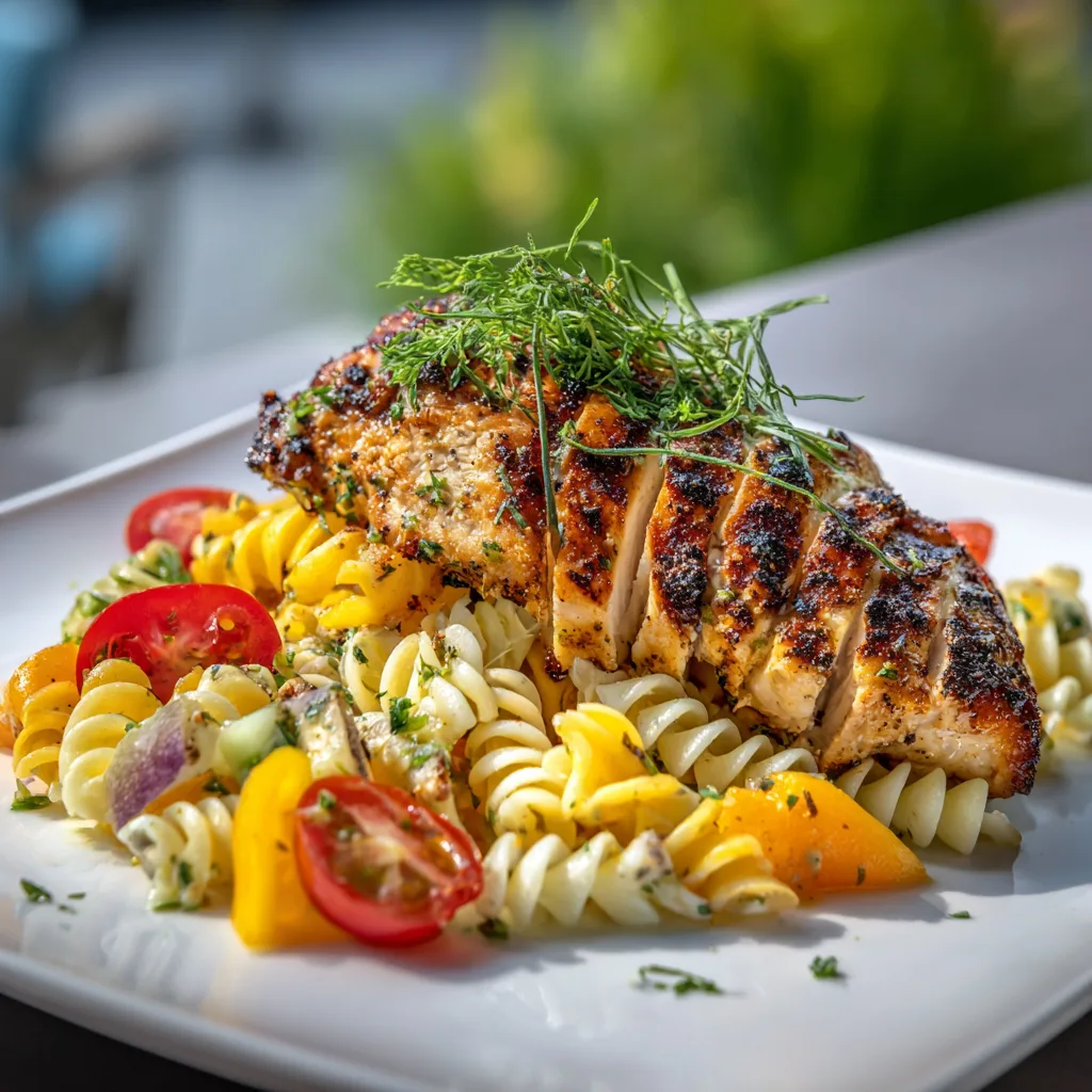 Grilled Chicken Dinner with Pasta Salad - Easy Summer Side Combo