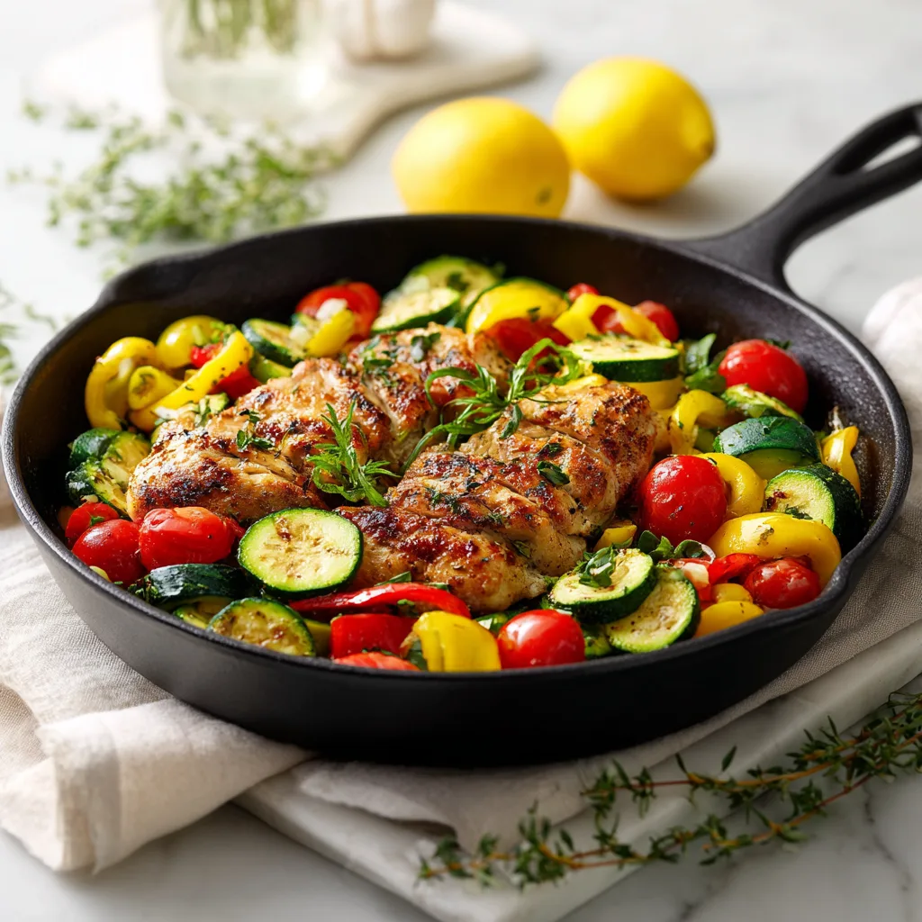 Lemon Garlic Chicken & Veggie Skillet – Healthy 30-Minute Dinner Recipe