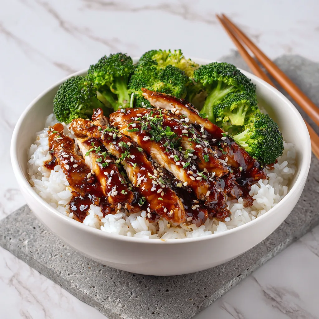 Teriyaki Chicken Bowl with Rice and Broccoli