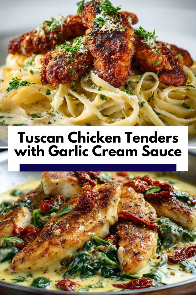 Tuscan Chicken Tenders with Garlic Cream Sauce – Easy Skillet Dinner