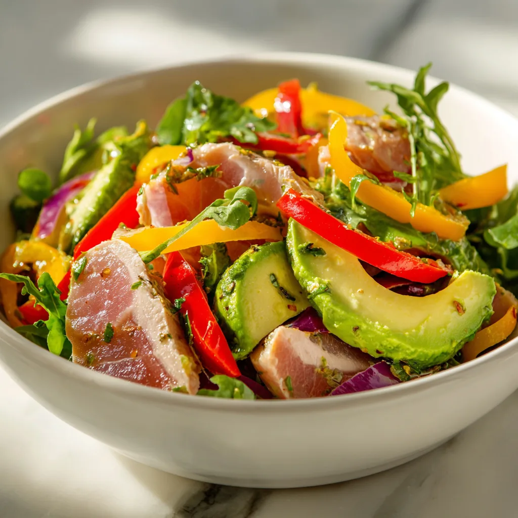 Tuna Avocado Salad with Bell Peppers – Easy Healthy High-Protein Meal