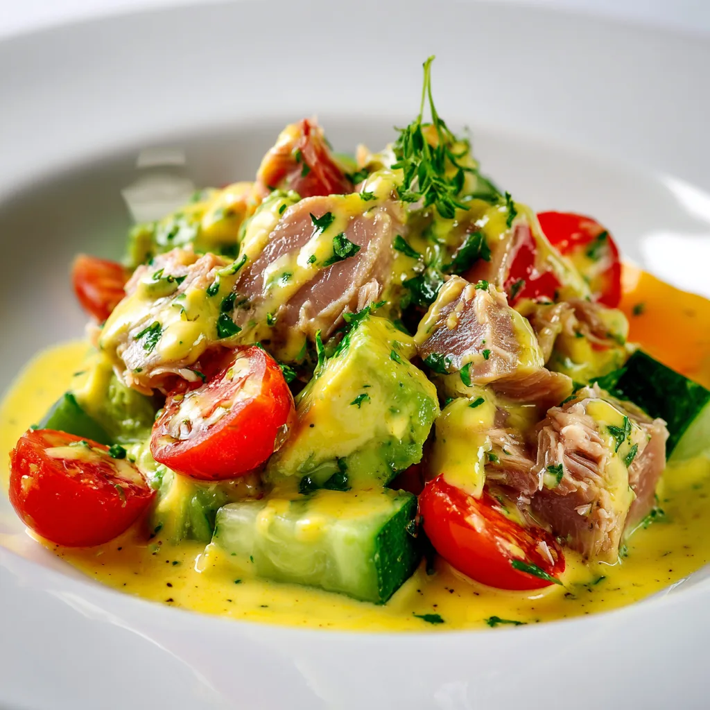 Tuna Avocado Salad with Mustard Dressing – Easy High-Protein Healthy Meal
