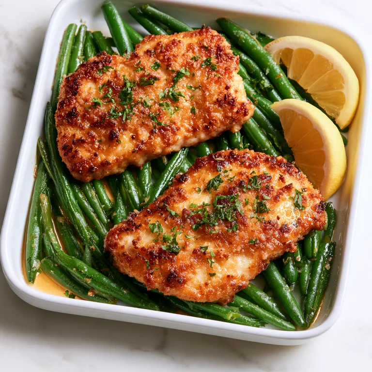 Herbed Garlic Parmesan Chicken Breasts with Green Beans