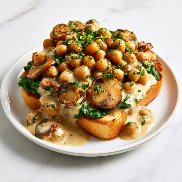 Creamy Mushroom Chickpea Skillet – Easy Meatless Dinner