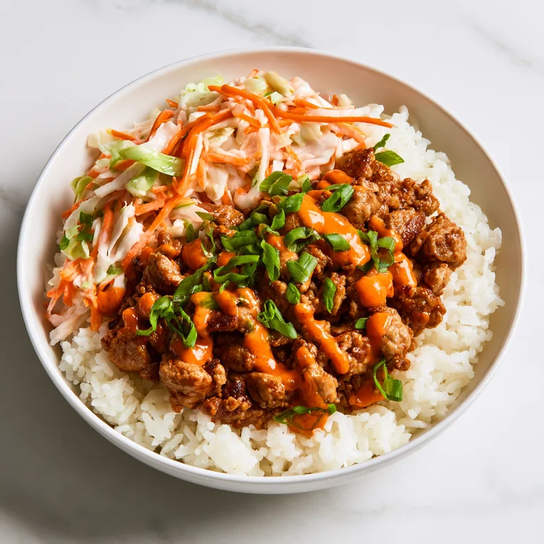 Bang Bang Turkey Rice Bowls with Crisp Slaw