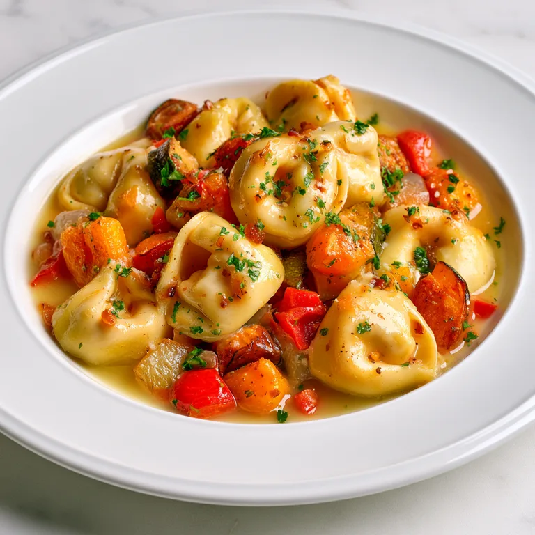Easy Autumn Chicken Tortellini with Butternut Squash & Brussels Sprouts